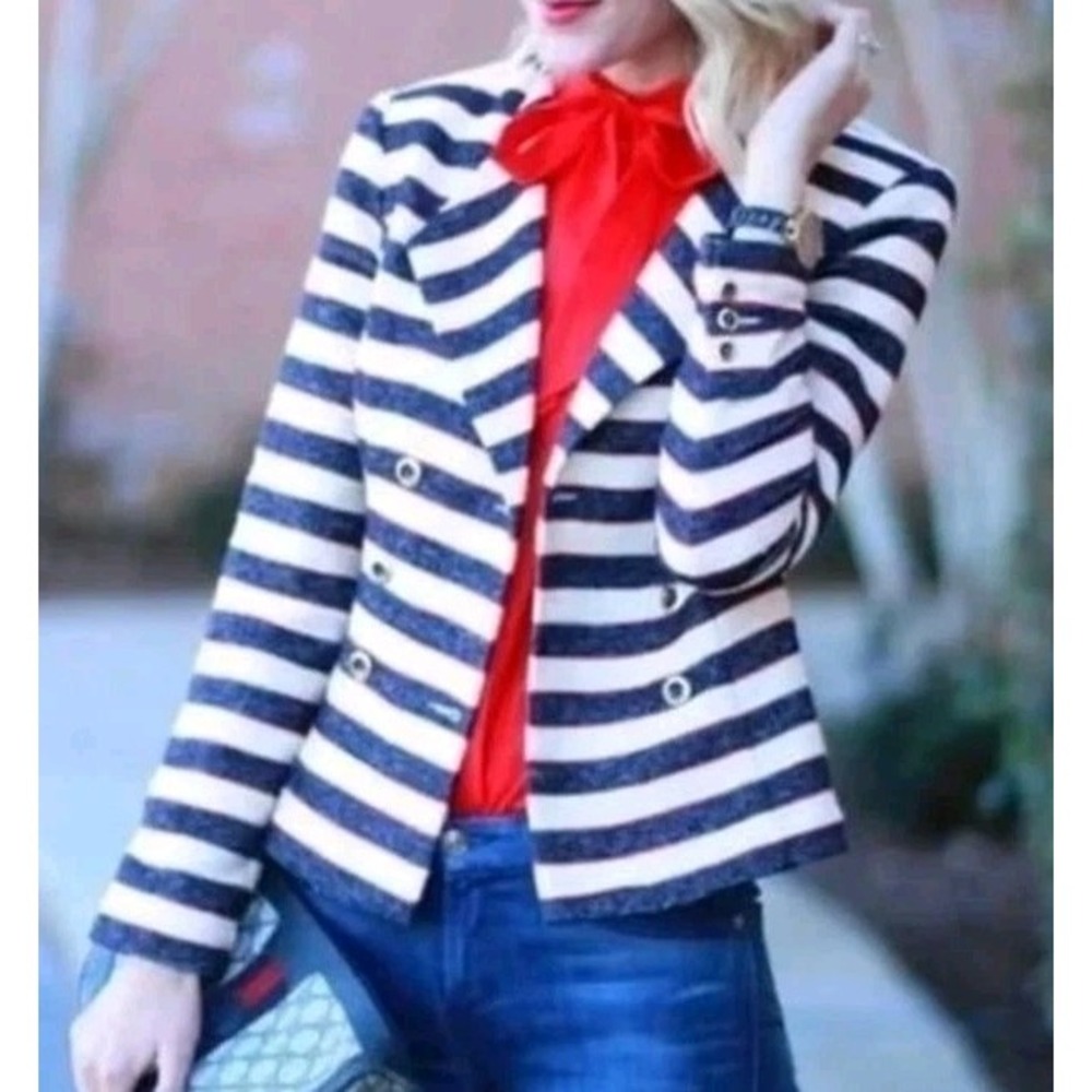 CAbi Cruise Jacket‎ #5094 Size 10 Nautical Double Breased Love Carol Colection